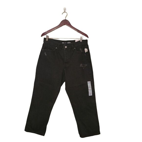 Old Navy Womens Pants Black 10/M High-Waisted Slouchy Distressed Jeans New - Picture 4 of 10